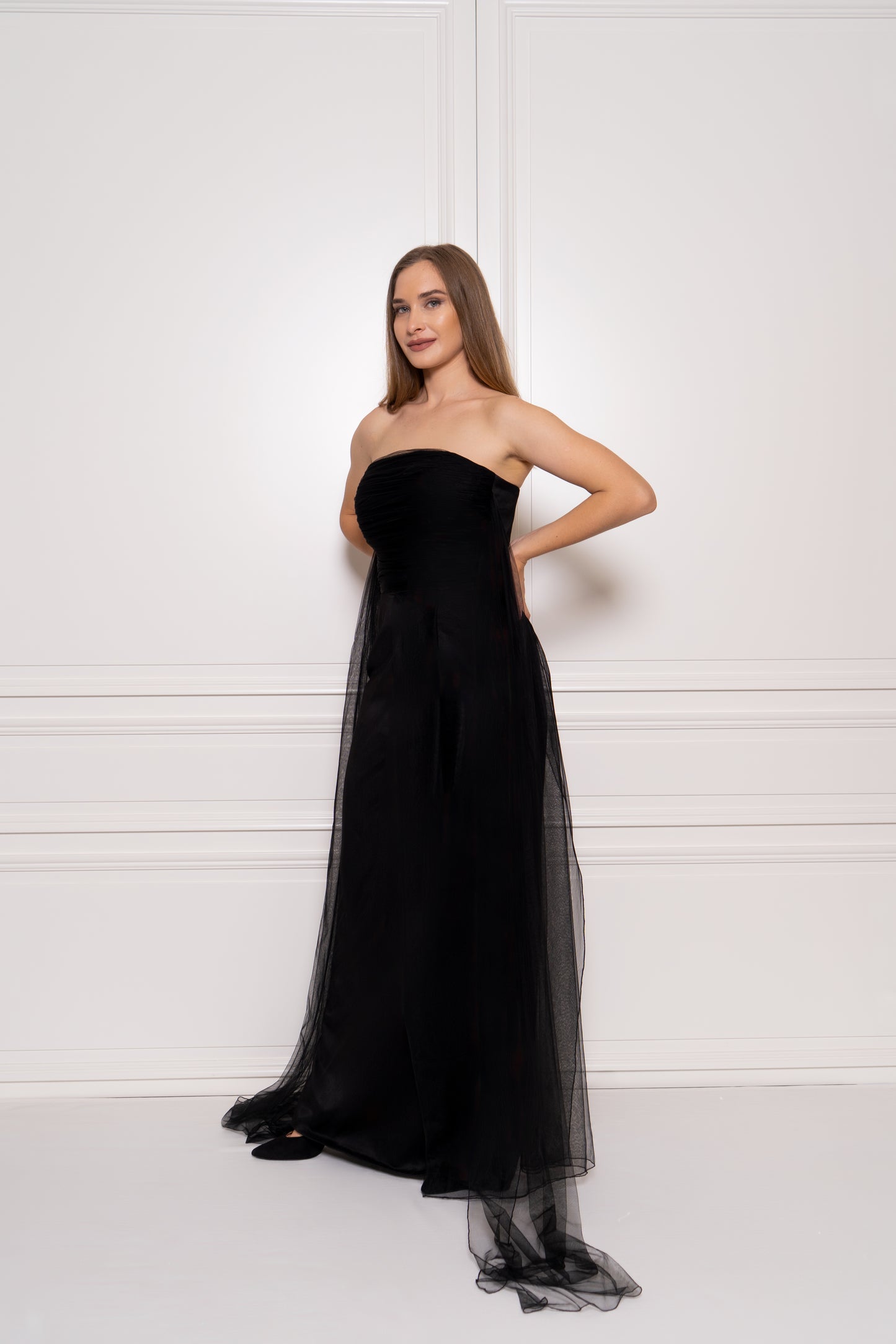 Majestic Noir Tulle Maxi Dress