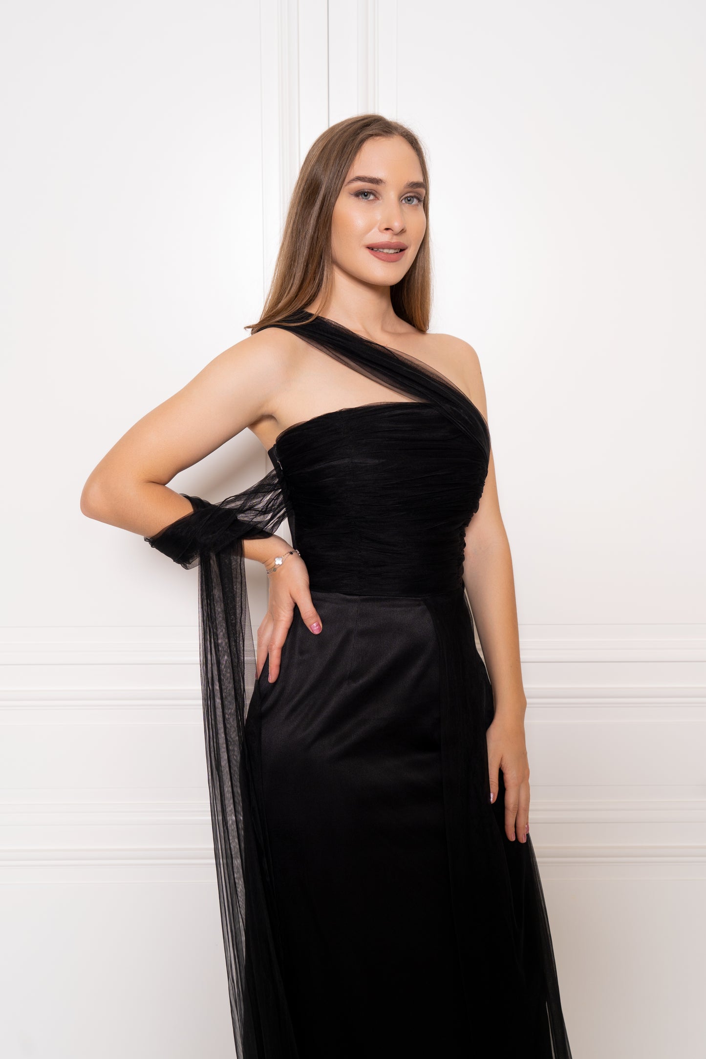 Majestic Noir Tulle Maxi Dress