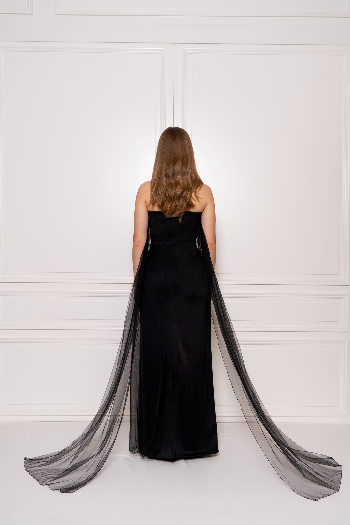 Majestic Noir Tulle Maxi Dress